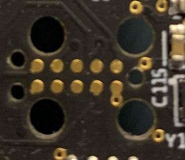 Actual footprint of TC2050 on a Printed Circuit Board