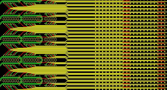 Printed circuit board intentional broadside design routing traces