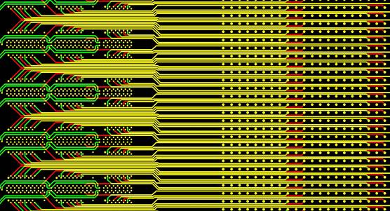 Printed circuit board intentional broadside design routing traces