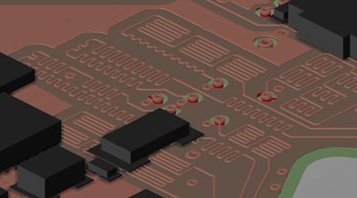 Internal layer of PCB showing matching schemes