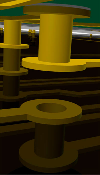 The stacked vias.