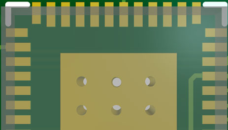 A footprint with a thermal pad that includes an array of via-in-pad thermal reliefs. 