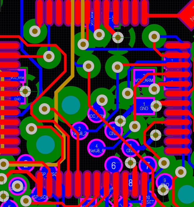 vias under component